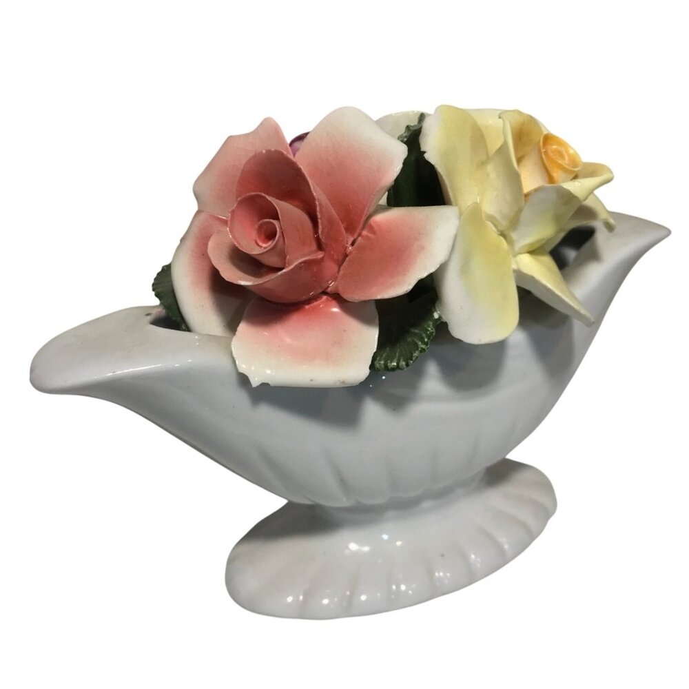 Thorley Floral Arrangement Bone China Oval Bowl Staffordshire England